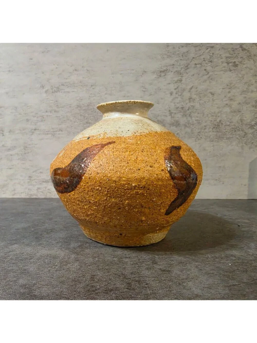 Vintage Mid Century Studio Pottery Weed Pot Vase Signed Mayer Shino Glaze 4”